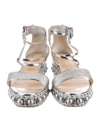 Christian Louboutin Leather Glitter Accents Espadrilles