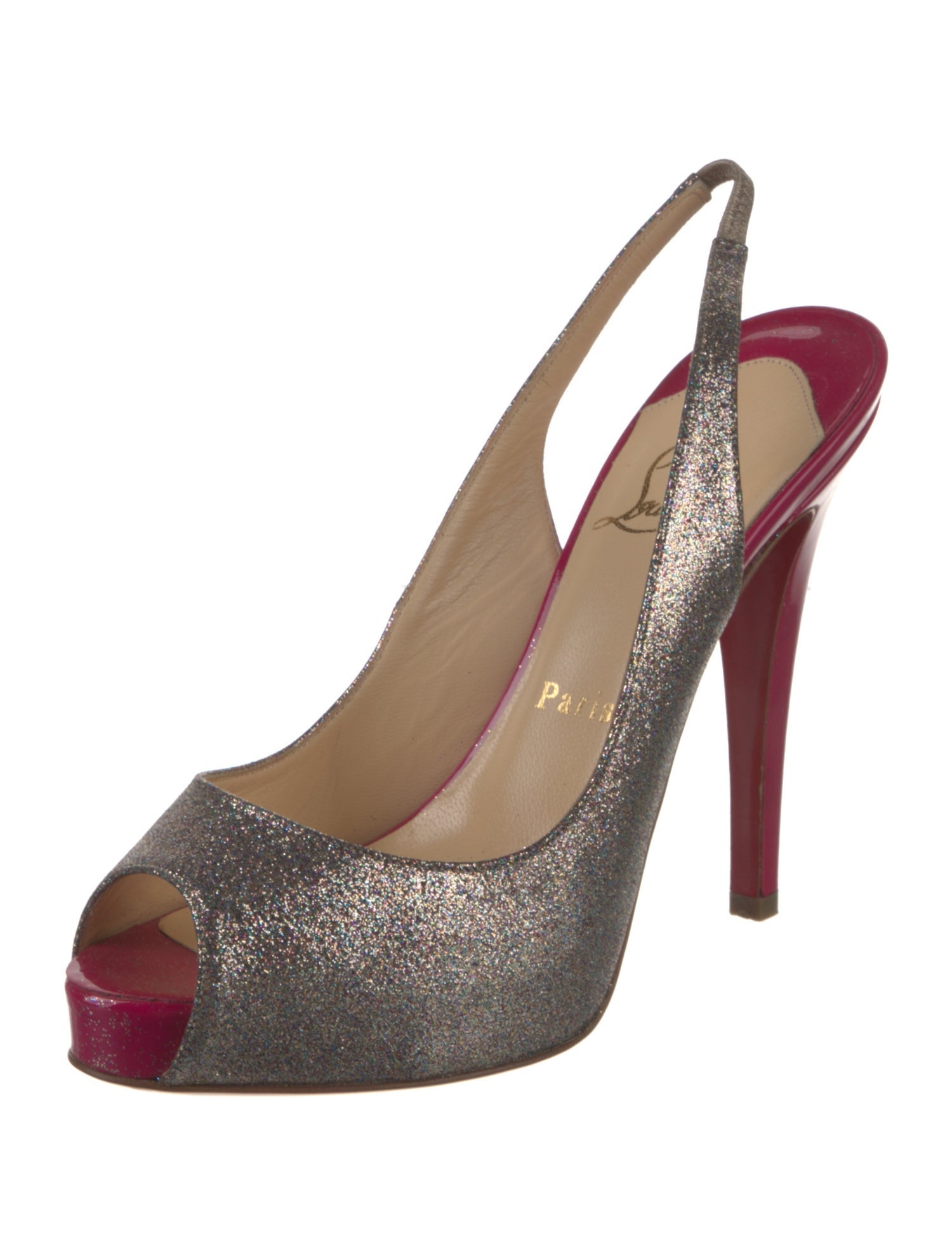 Christian Louboutin Suede Glitter Accents Slingback Sandals