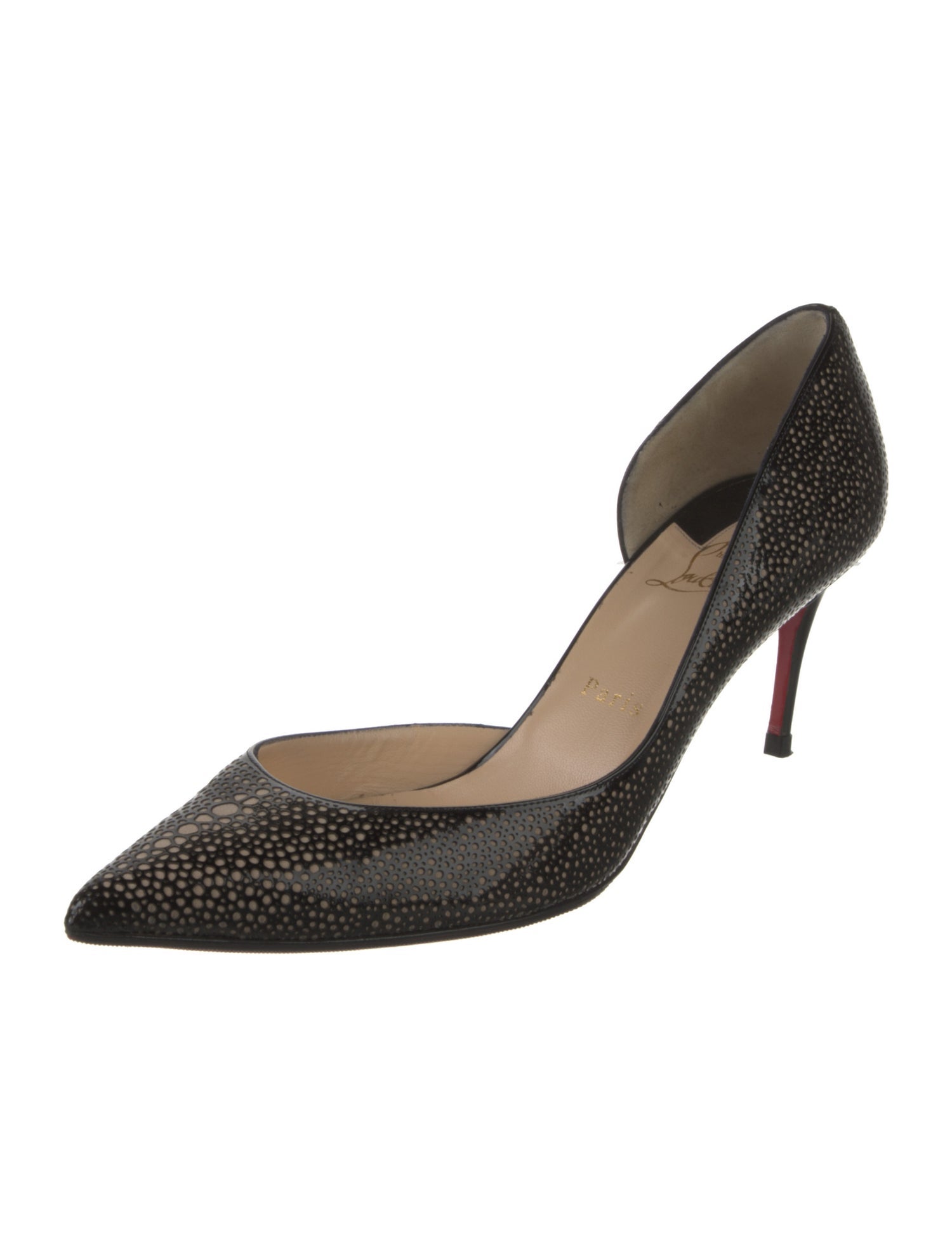 Christian Louboutin Patent Leather Lasercut Accents D'Orsay Pumps
