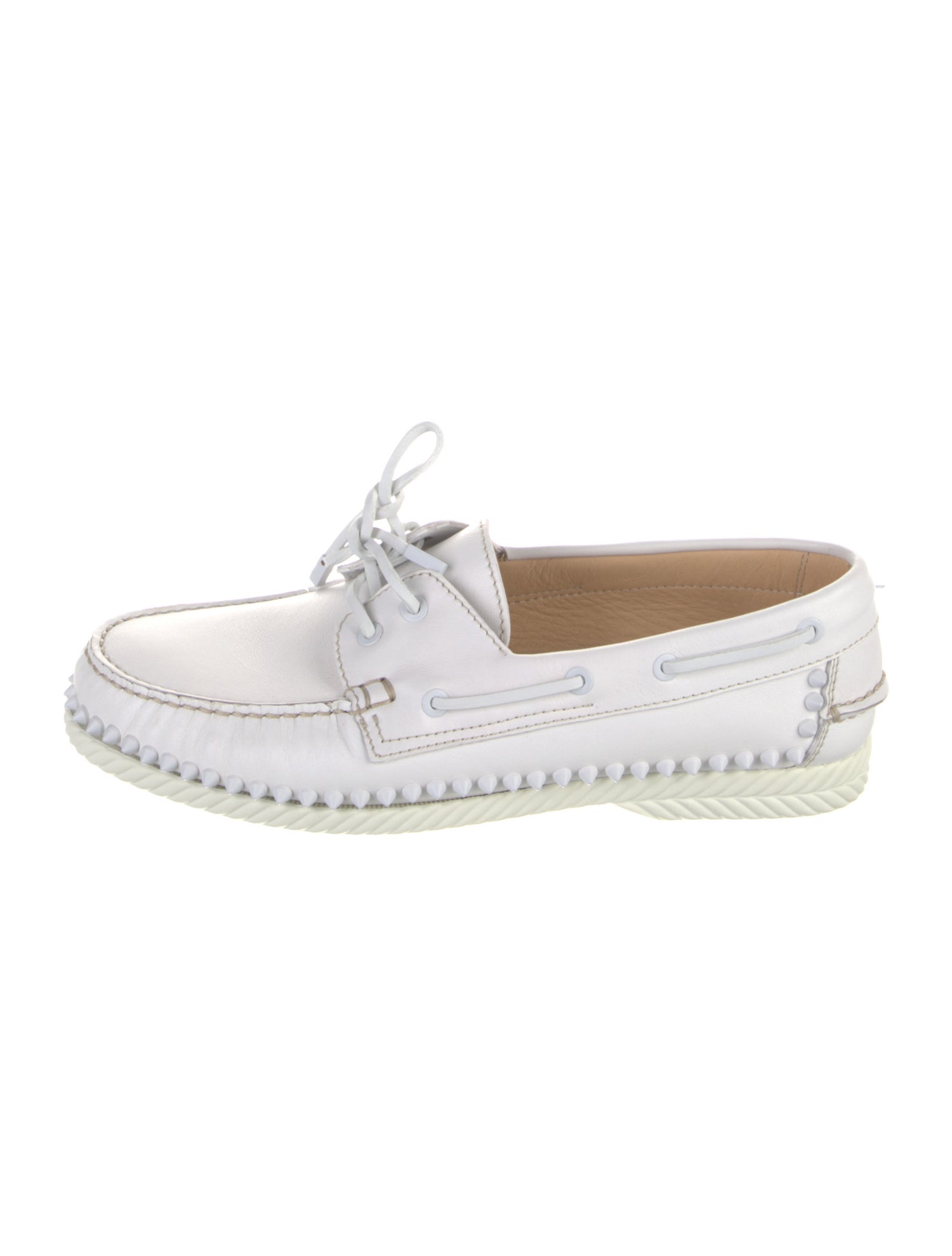 Christian Louboutin Leather Studded Accents Boat Shoes