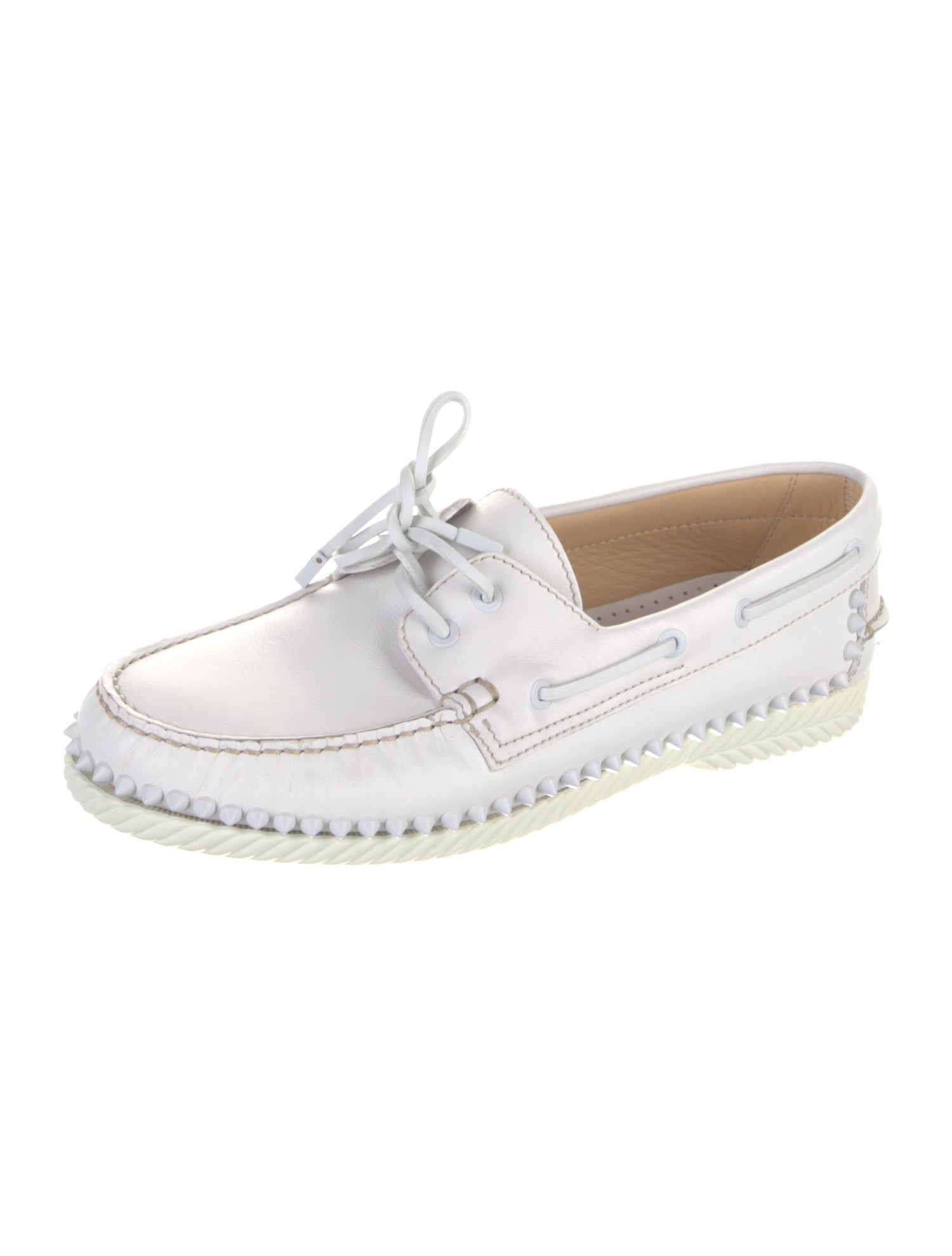 Christian Louboutin Leather Studded Accents Boat Shoes