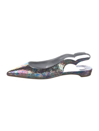 Christian Louboutin Tie-Dye Print Leather Trim Embellishment Slingback Flats