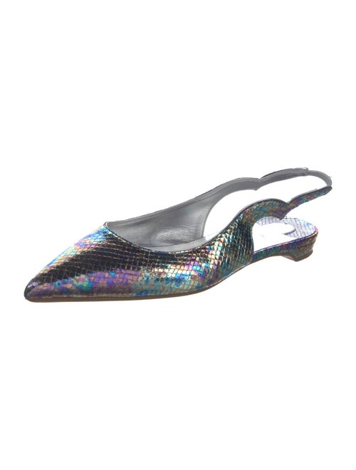 Christian Louboutin Tie-Dye Print Leather Trim Embellishment Slingback Flats