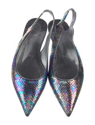 Christian Louboutin Tie-Dye Print Leather Trim Embellishment Slingback Flats