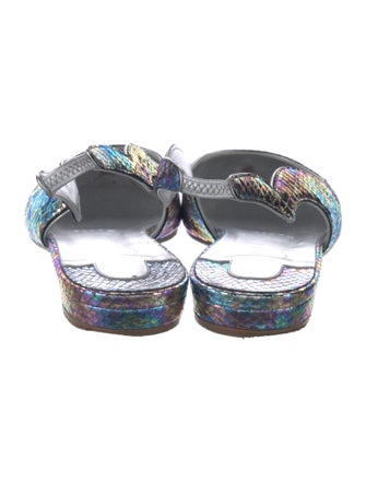 Christian Louboutin Tie-Dye Print Leather Trim Embellishment Slingback Flats