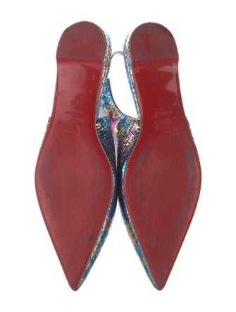 Christian Louboutin Tie-Dye Print Leather Trim Embellishment Slingback Flats