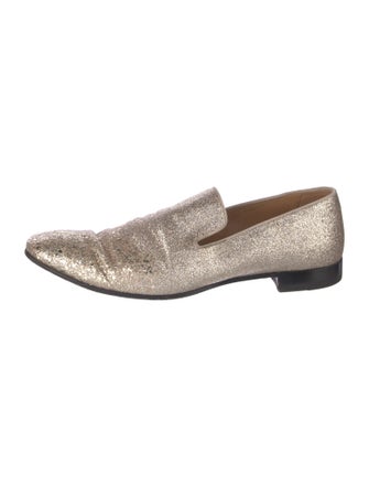 Christian Louboutin Glitter Grosgrain Trim Loafers