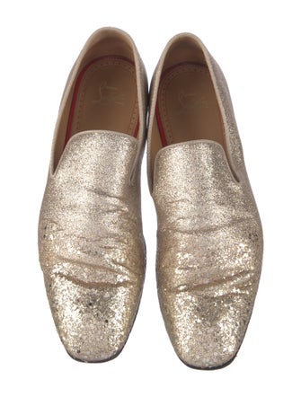 Christian Louboutin Glitter Grosgrain Trim Loafers