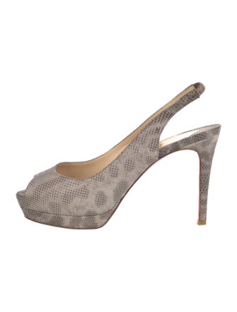Christian Louboutin Lizard Animal Print Slingback Pumps