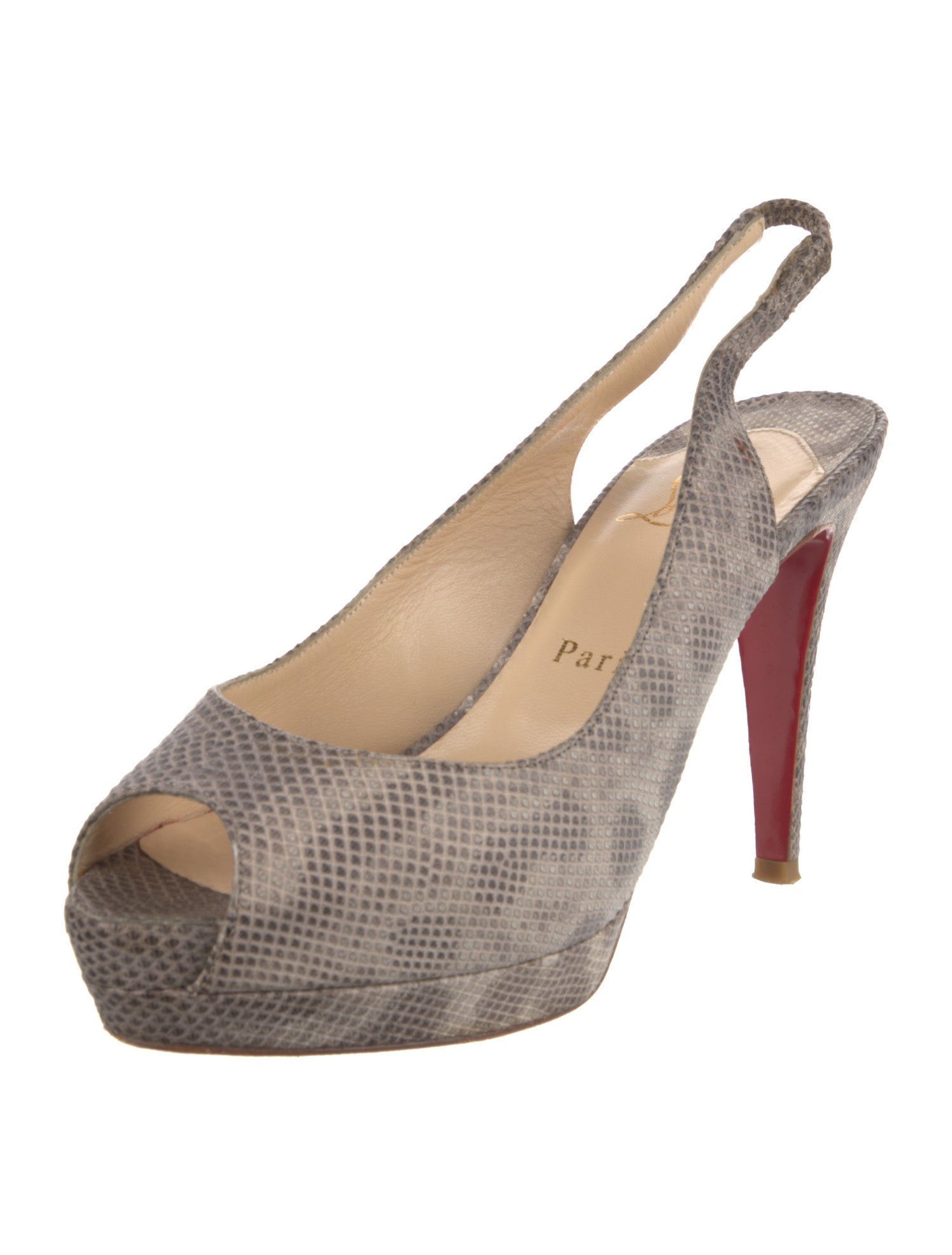 Christian Louboutin Lizard Animal Print Slingback Pumps