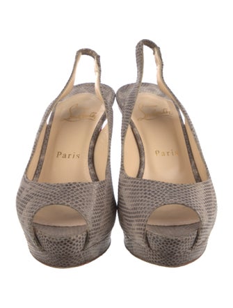 Christian Louboutin Lizard Animal Print Slingback Pumps
