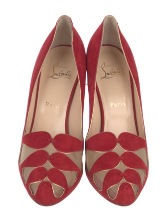 Christian Louboutin Suede Mesh Accents Pumps