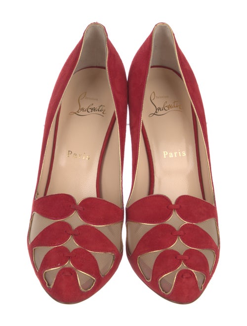 Christian Louboutin Suede Mesh Accents Pumps
