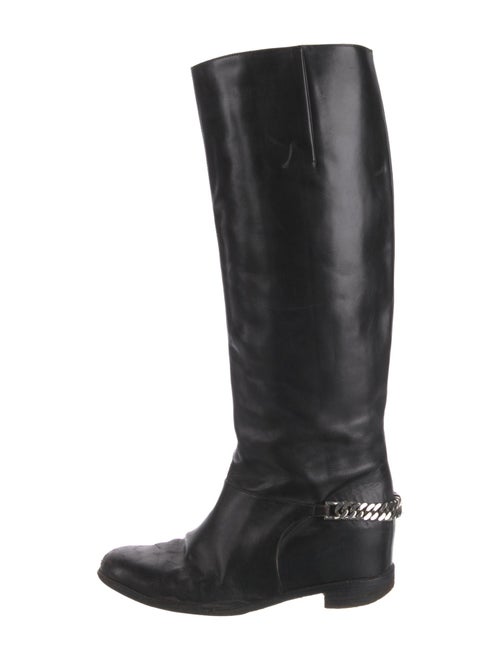 Christian Louboutin Leather Chain-Link Accents Riding Boots