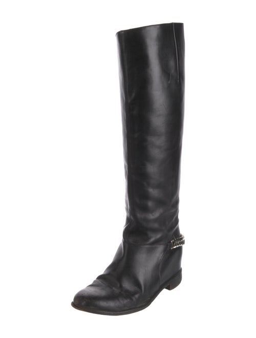 Christian Louboutin Leather Chain-Link Accents Riding Boots