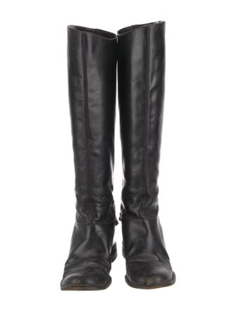 Christian Louboutin Leather Chain-Link Accents Riding Boots