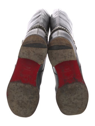 Christian Louboutin Leather Chain-Link Accents Riding Boots