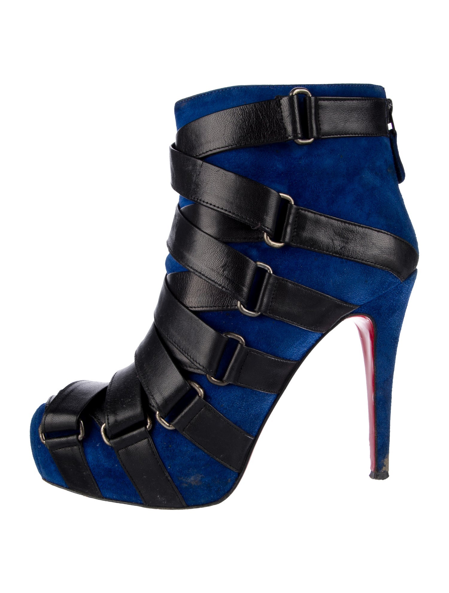 Christian Louboutin Suede Colorblock Pattern Pumps