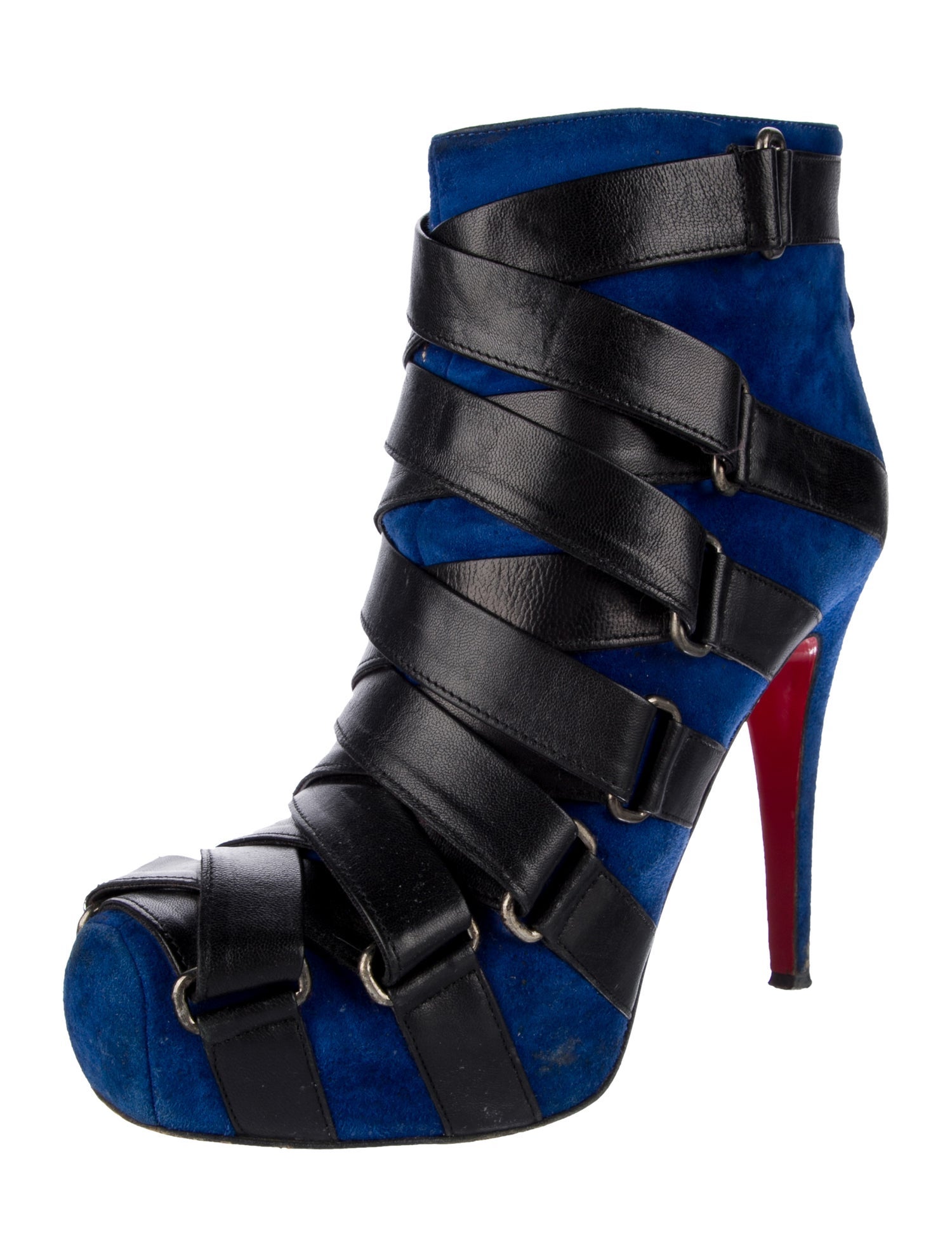 Christian Louboutin Suede Colorblock Pattern Pumps