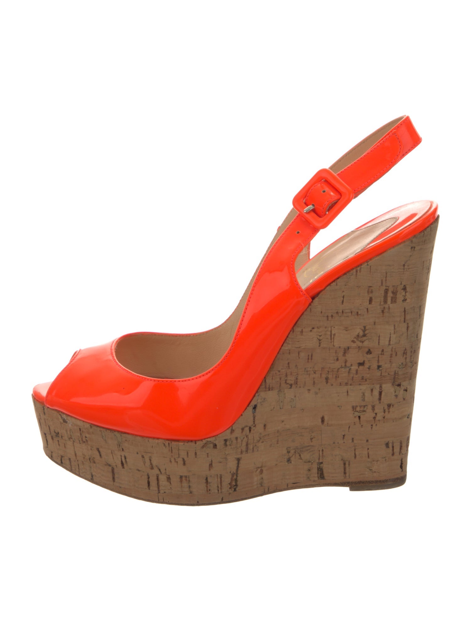 Christian Louboutin Patent Leather Printed Slingback Sandals