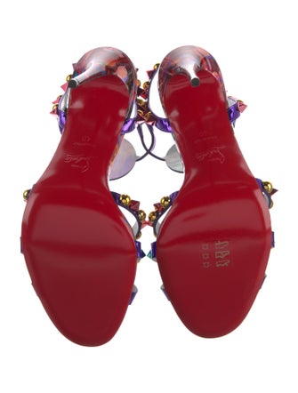 Christian Louboutin Patent Leather Floral Print T-Strap Sandals