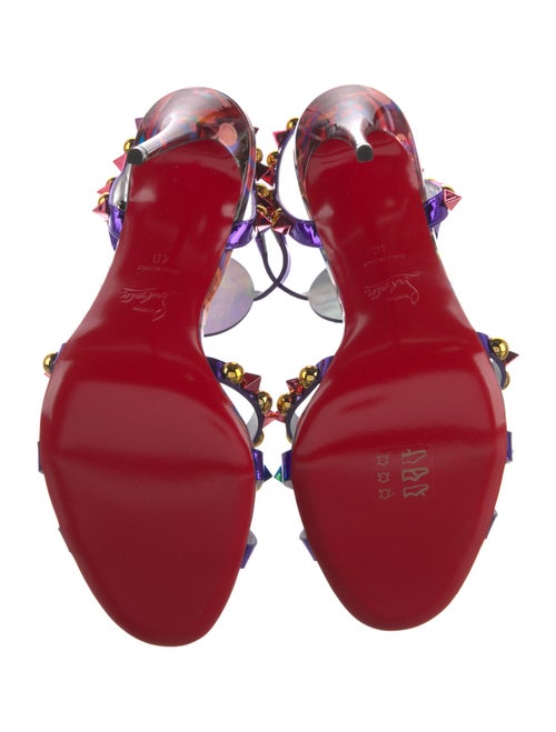 Christian Louboutin Patent Leather Floral Print T-Strap Sandals
