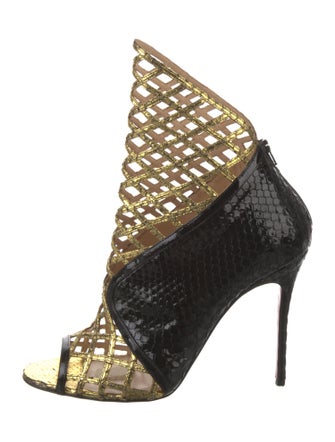 Christian Louboutin Python Animal Print Lace-Up Boots