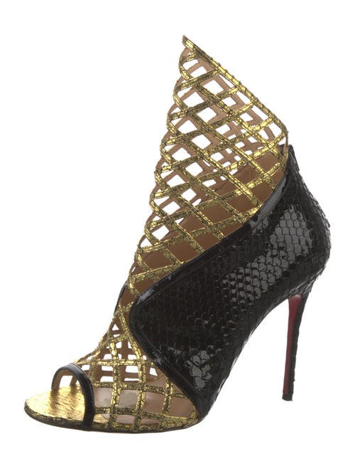 Christian Louboutin Python Animal Print Lace-Up Boots