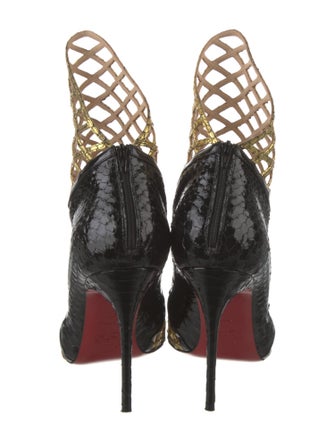 Christian Louboutin Python Animal Print Lace-Up Boots