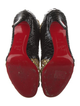 Christian Louboutin Python Animal Print Lace-Up Boots