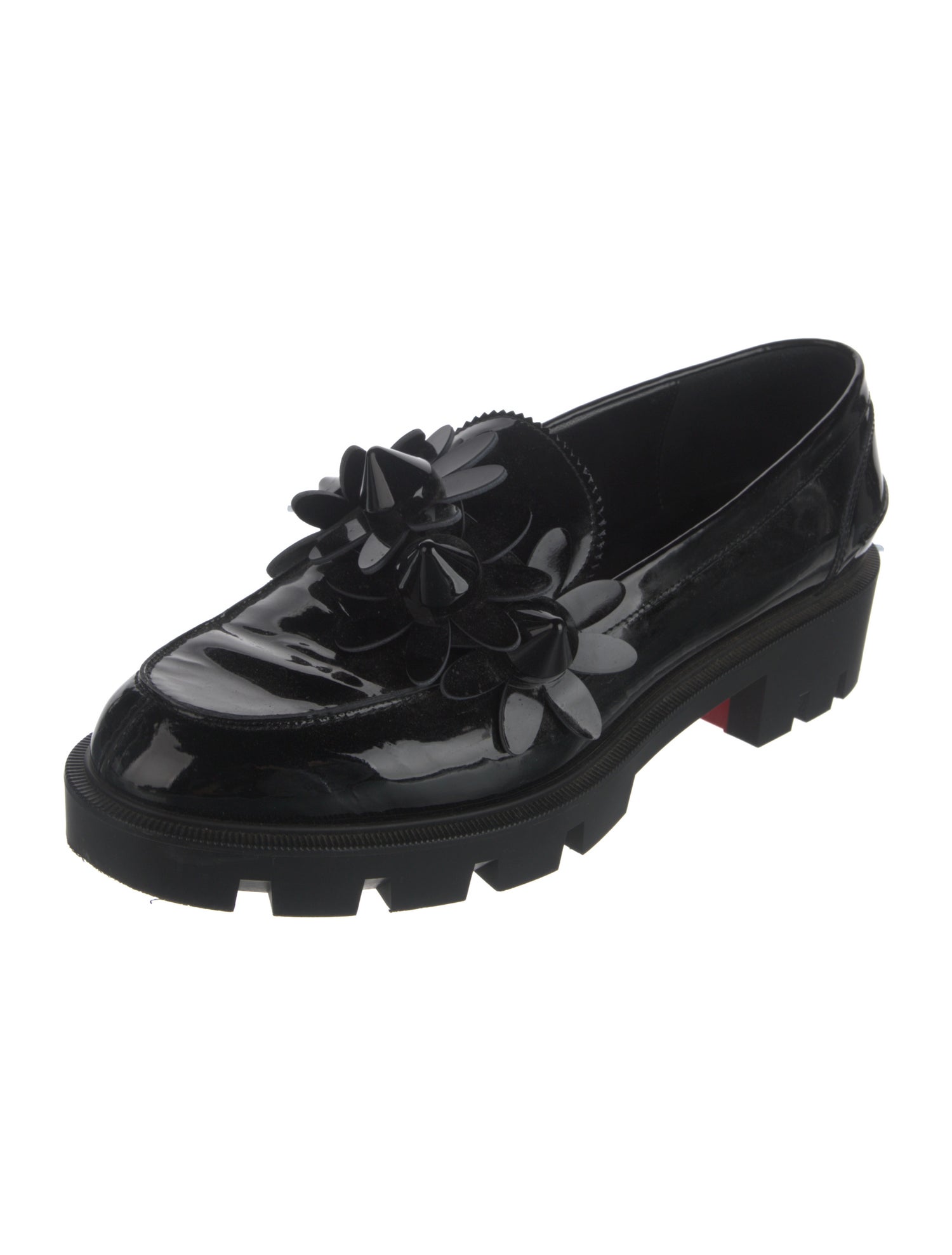 Christian Louboutin Spike Accents Patent Leather Loafers