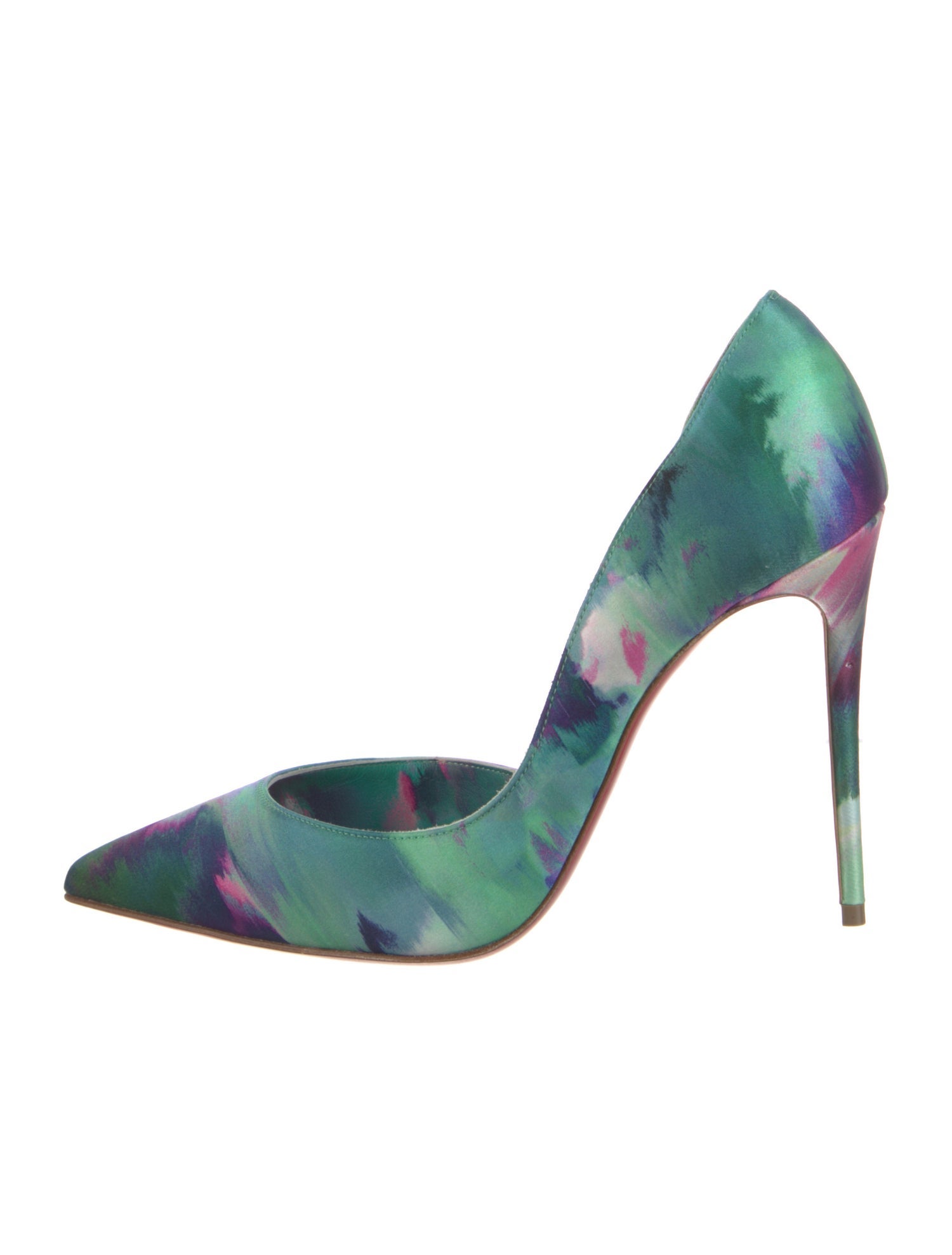 Christian Louboutin Satin Floral Print D'Orsay Pumps