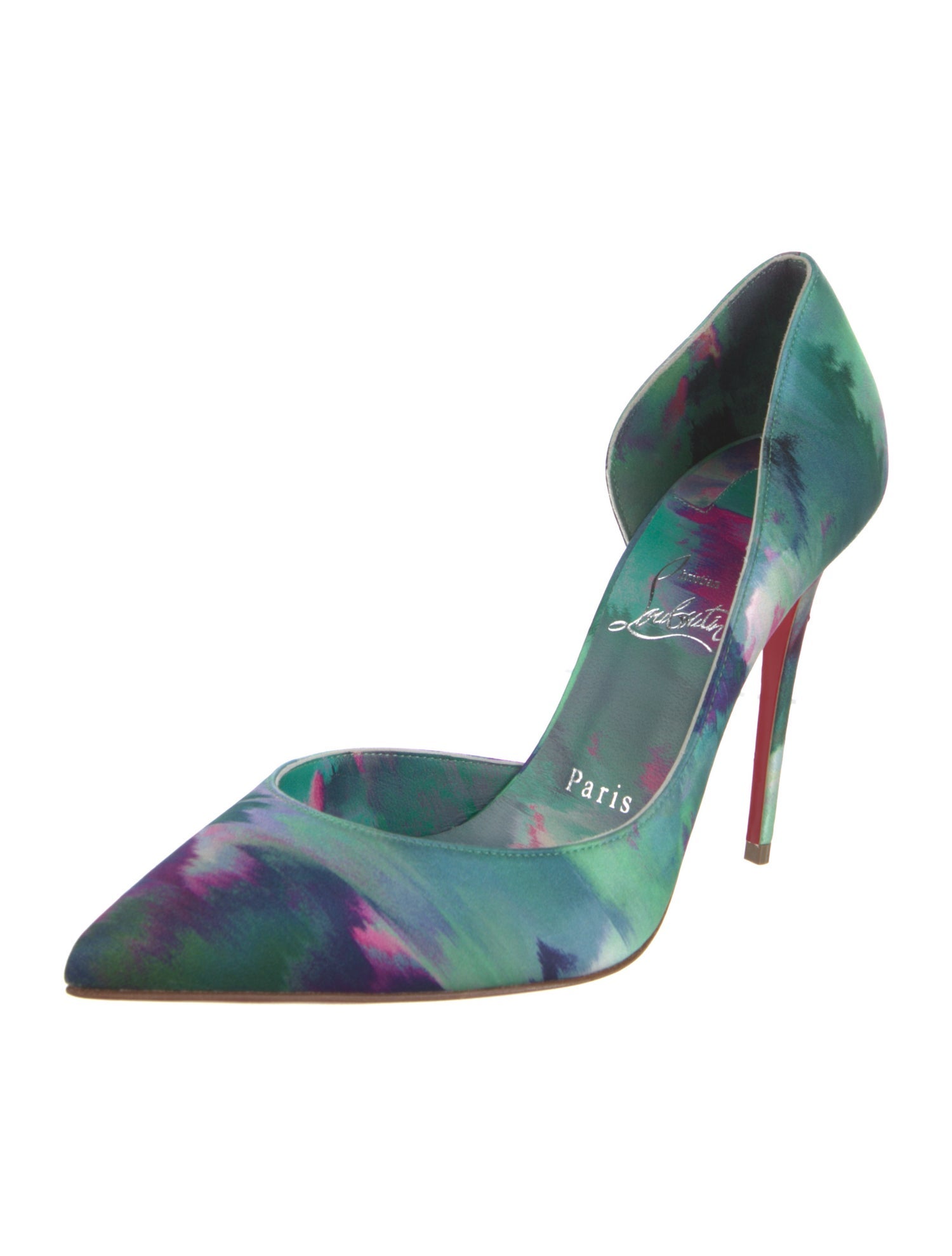 Christian Louboutin Satin Floral Print D'Orsay Pumps