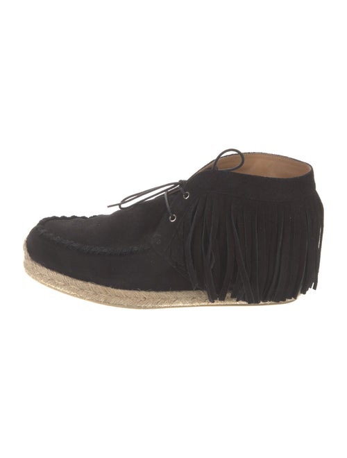 Christian Louboutin Suede Fringe Trim Accent Lace-Up Boots