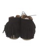 Christian Louboutin Suede Fringe Trim Accent Lace-Up Boots