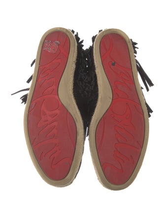 Christian Louboutin Suede Fringe Trim Accent Lace-Up Boots