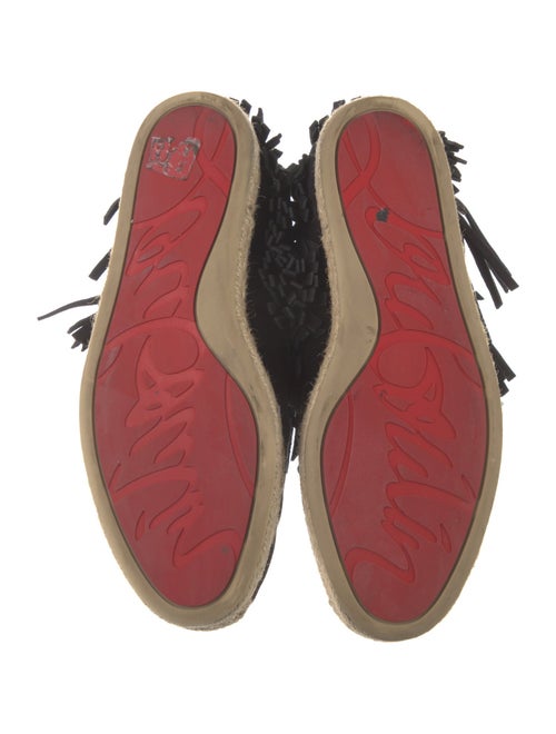 Christian Louboutin Suede Fringe Trim Accent Lace-Up Boots