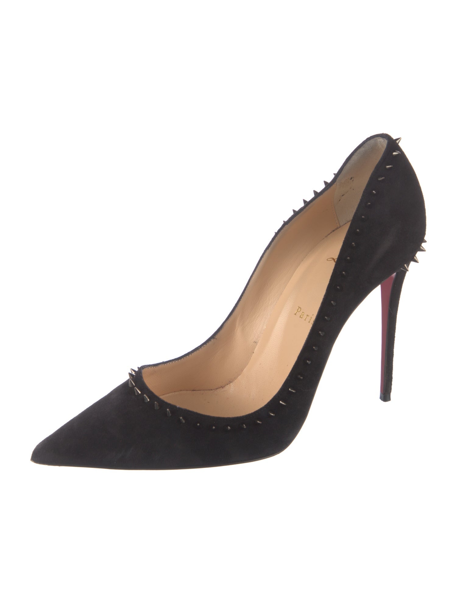 Christian Louboutin Spike Accents Suede Pumps