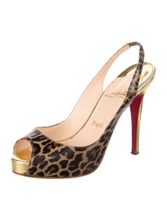 Christian Louboutin Leather Animal Print Slingback Sandals