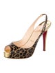 Christian Louboutin Leather Animal Print Slingback Sandals