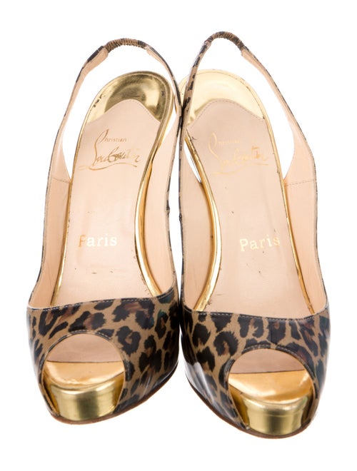 Christian Louboutin Leather Animal Print Slingback Sandals