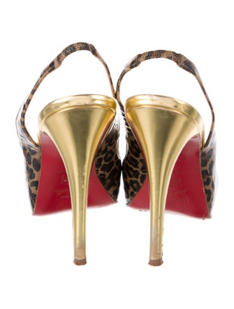 Christian Louboutin Leather Animal Print Slingback Sandals