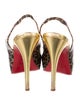 Christian Louboutin Leather Animal Print Slingback Sandals