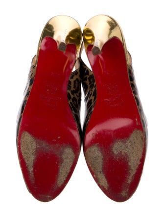 Christian Louboutin Leather Animal Print Slingback Sandals