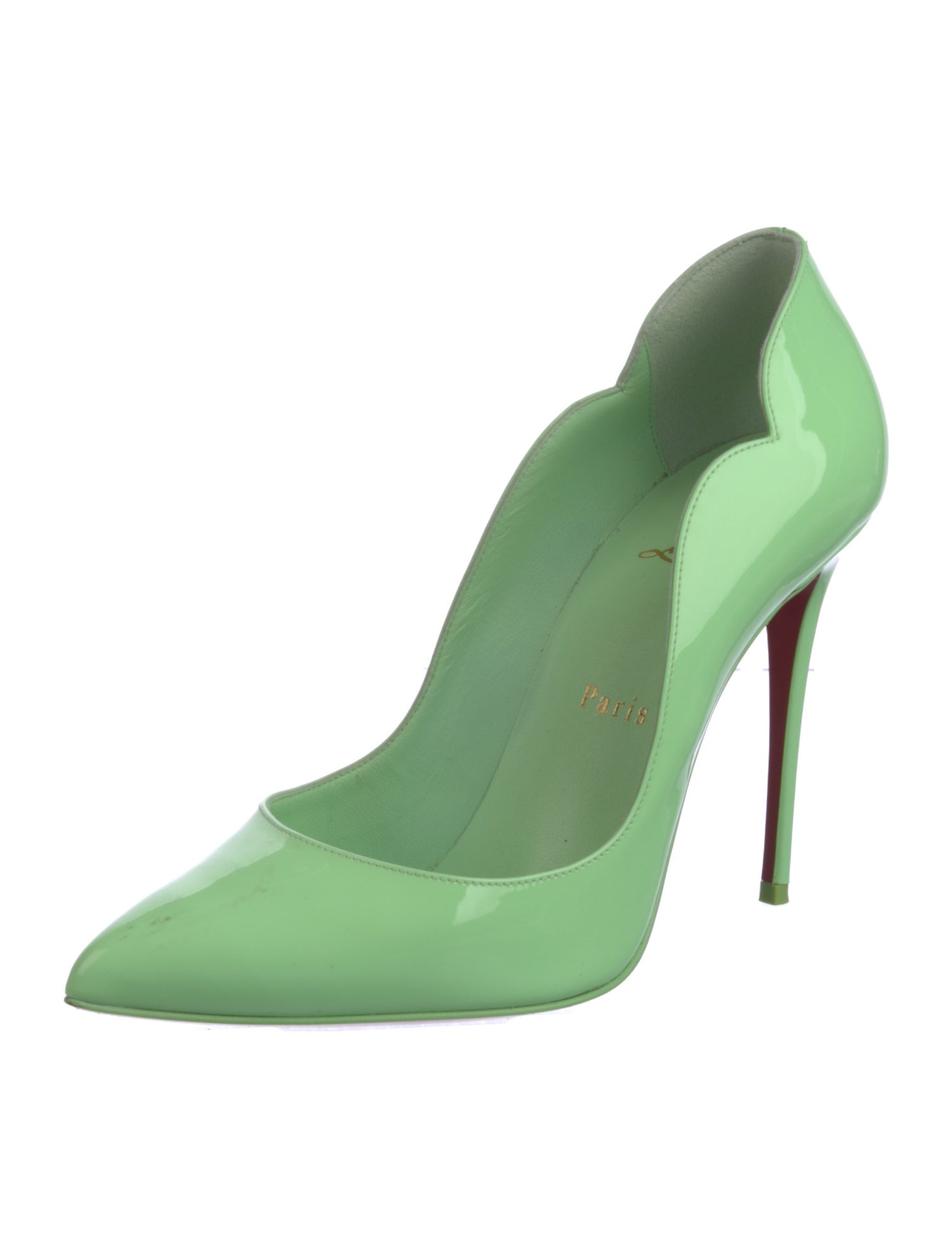 Christian Louboutin Patent Leather Scalloped Accent Pumps