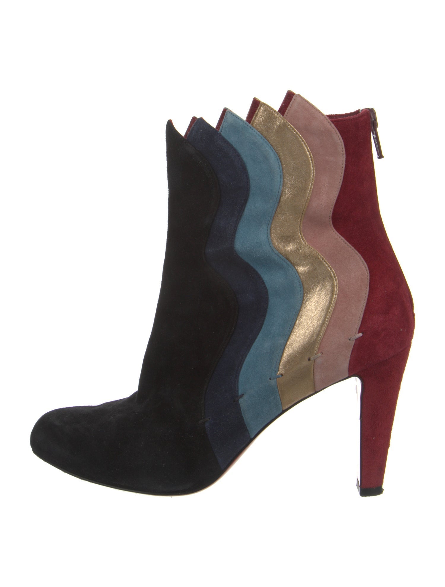 Christian Louboutin Suede Colorblock Pattern Boots