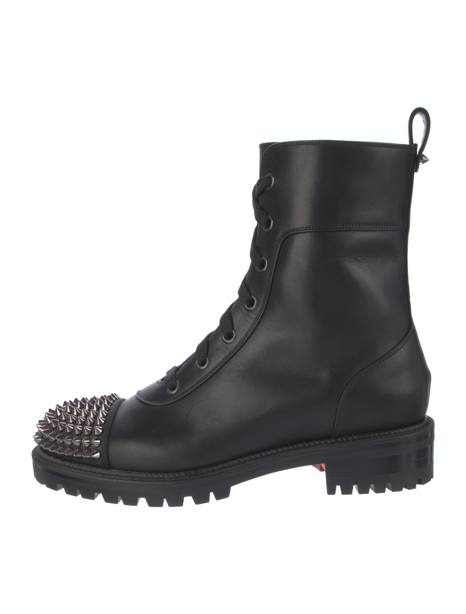 Christian Louboutin Spike Accents Leather Combat Boots