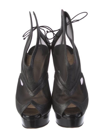 Christian Louboutin Glitter Mesh Accents Slingback Pumps