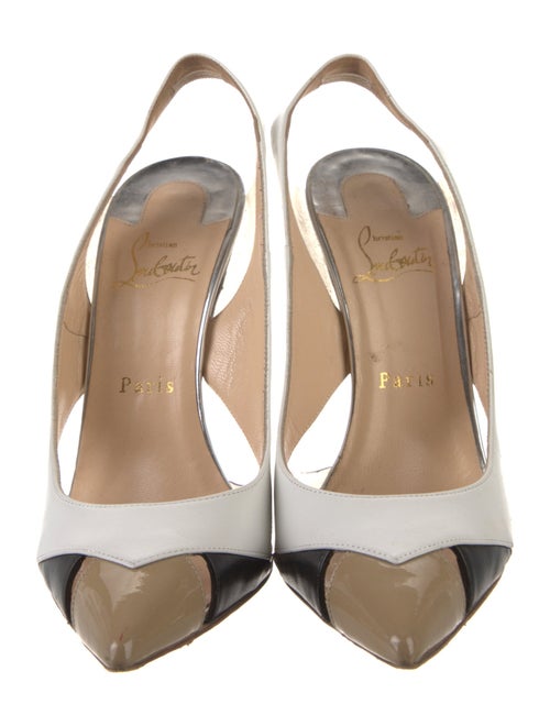 Christian Louboutin Leather Colorblock Pattern Slingback Pumps