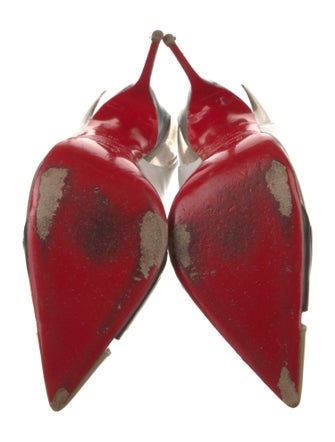 Christian Louboutin Leather Colorblock Pattern Slingback Pumps